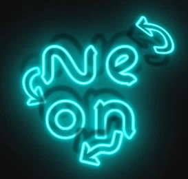 Beautiful text, logo from font online with neon glow effect