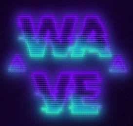 Add a beautiful neon effect of digital wave and interference to the font